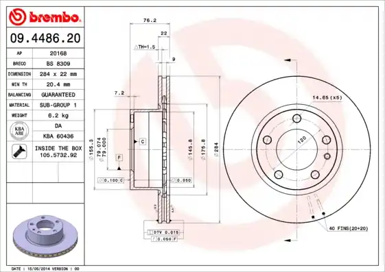 Beperkte Voorraad Remschijven Brembo 09.4486.20