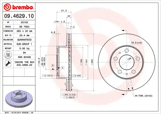 Remschijven Brembo 09.4629.10 Hoge Kwaliteit