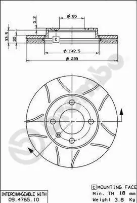 Remschijven Brembo 09.4765.75 Meest Verkocht