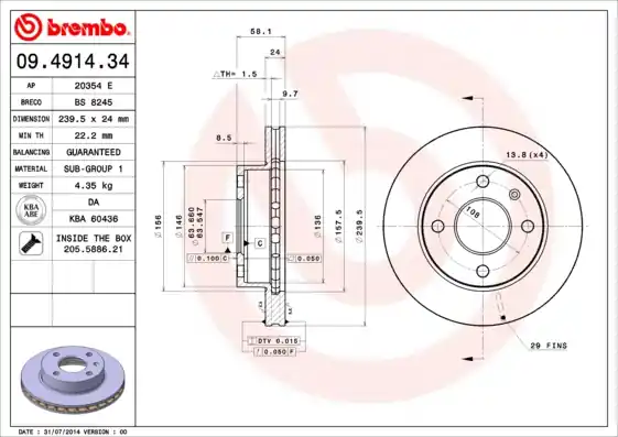 Remschijven Brembo 09.4914.34 Budget