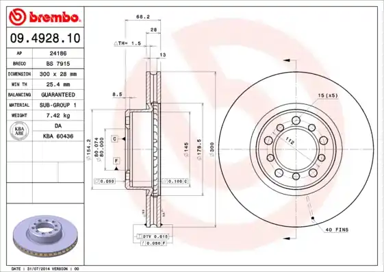 Handgemaakt Remschijven Brembo 09.4928.10