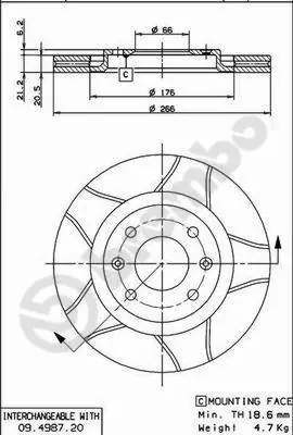 Remschijven Brembo 09.4987.76 Groothandel