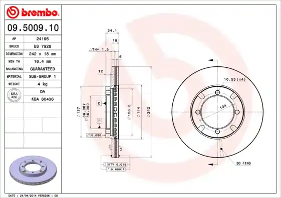 Groothandel Remschijven Brembo 09.5009.10
