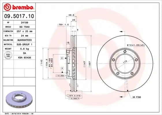 Favoriet Remschijven Brembo 09.5017.10
