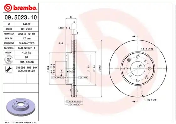 Nieuwe Collectie Remschijven Brembo 09.5023.10