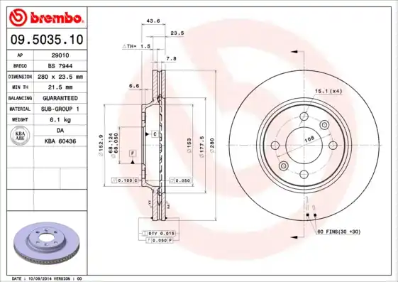 Remschijven Brembo 09.5035.10 Budget
