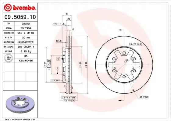 Remschijven Brembo 09.5059.10 Koopje