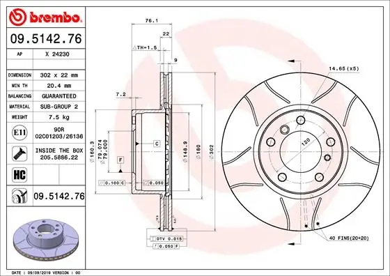 Goedkoop Remschijven Brembo 09.5142.76