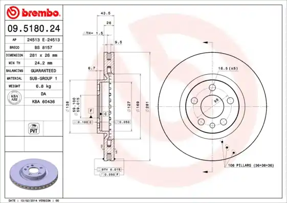 Remschijven Brembo 09.5180.24 Must-Have