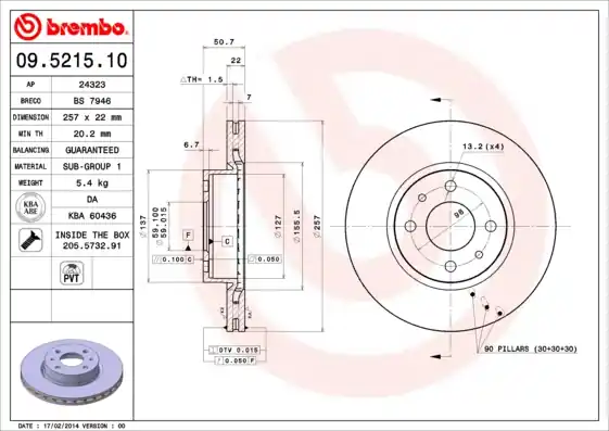 Modern Remschijven Brembo 09.5215.10
