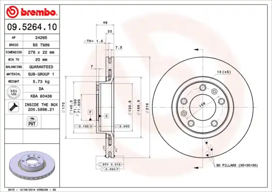 Betrouwbaar Remschijven Brembo 09.5264.10