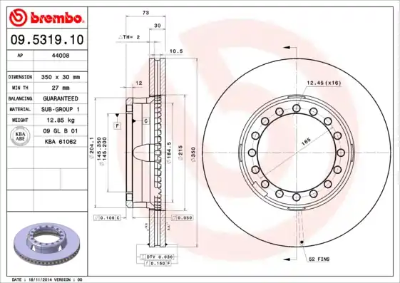 Goedkoop Remschijven Brembo 09.5319.10