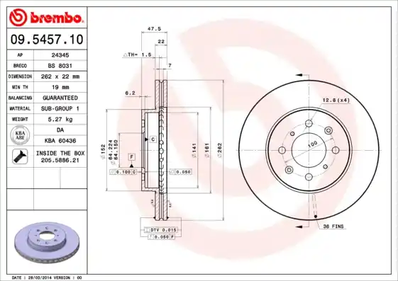 Betrouwbaar Remschijven Brembo 09.5457.10