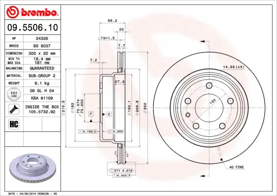 Remschijven Brembo 09.5506.10 Shop Nu