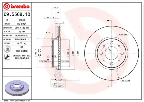 Remschijven Brembo 09.5568.10 Merkproduct