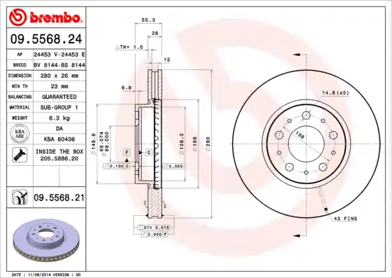 Nieuwe Collectie Remschijven Brembo 09.5568.24