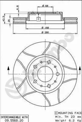 Remschijven Brembo 09.5568.76 Populair