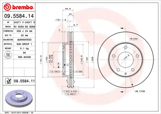 Professioneel Remschijven Brembo 09.5584.11