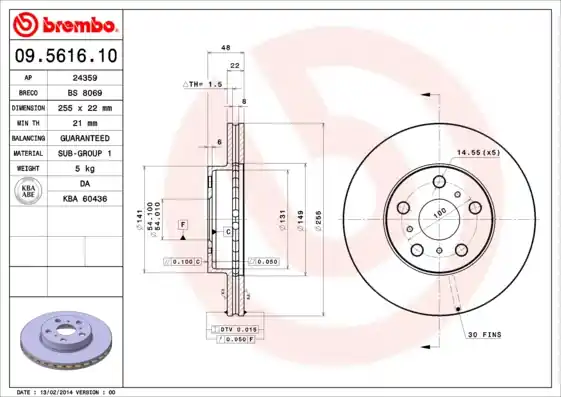 Remschijven Brembo 09.5616.10 Bestel Nu