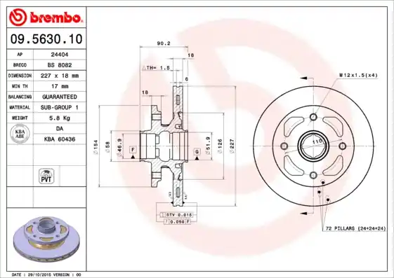 Remschijven Brembo 09.5630.10 Superprijs