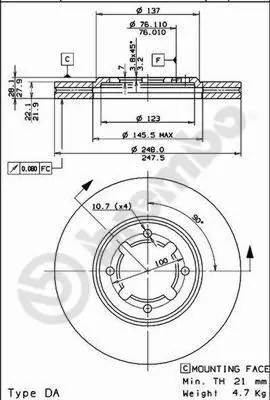 Remschijven Brembo 09.5668.10 Op = Op