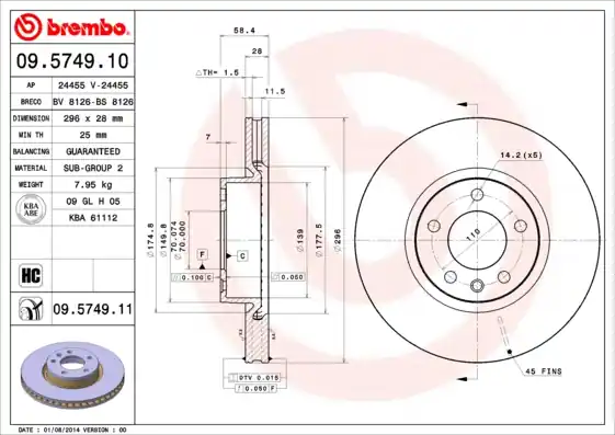 Nieuwe Collectie Remschijven Brembo 09.5749.11