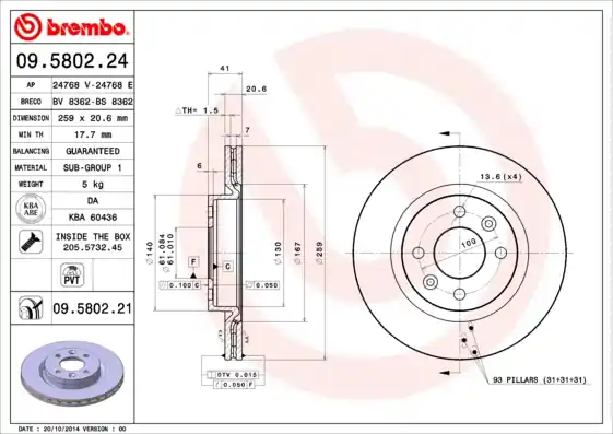 Alleen Vandaag Remschijven Brembo 09.5802.24