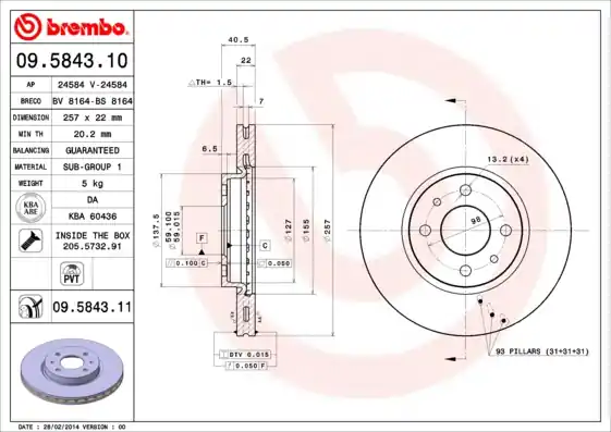 Remschijven Brembo 09.5843.11 In De Mode