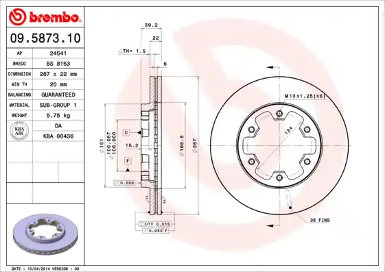 Dagaanbieding Remschijven Brembo 09.5873.10