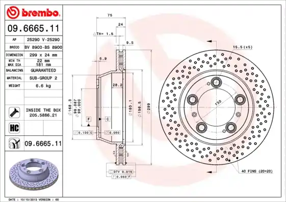 Topkwaliteit Remschijven Brembo 09.6665.11