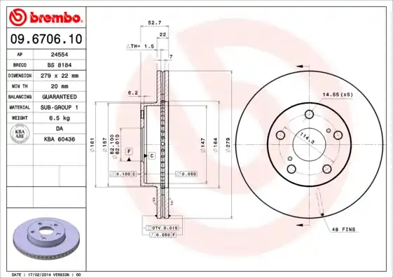 Remschijven Brembo 09.6706.10 Lage Kosten