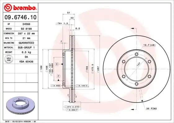 Remschijven Brembo 09.6746.10 Authentiek