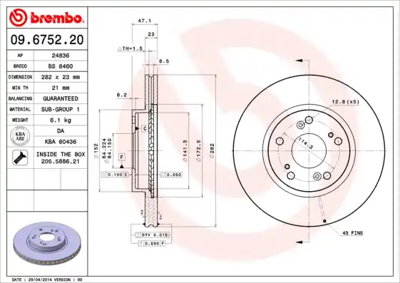 Origineel Remschijven Brembo 09.6752.20