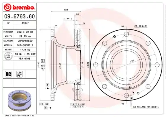Remschijven Brembo 09.6763.60 Aanbieding