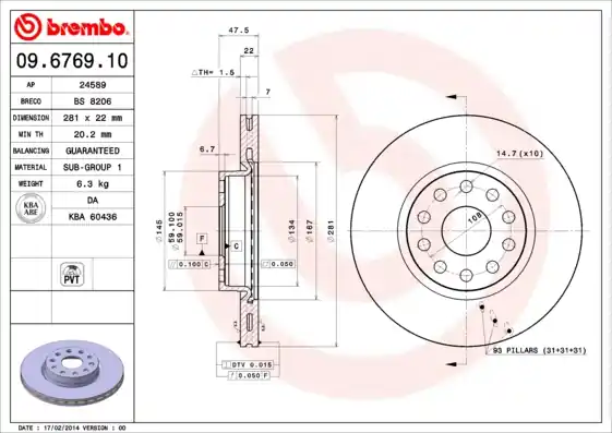 Remschijven Brembo 09.6769.10 Koopje