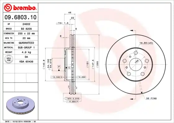 Topkwaliteit Remschijven Brembo 09.6803.10