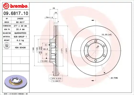 Lage Kosten Remschijven Brembo 09.6817.10
