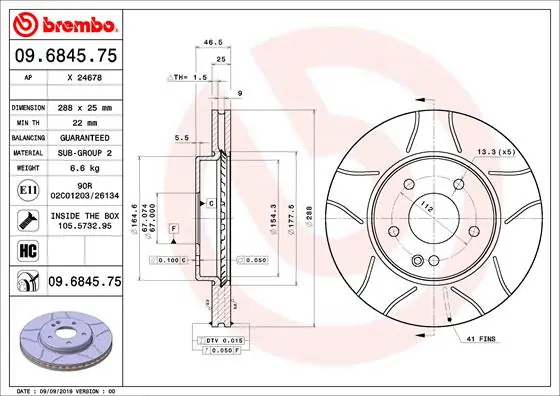 Remschijven Brembo 09.6845.75 Hete Deal
