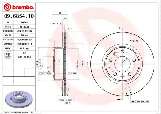 Remschijven Brembo 09.6854.10 Shop Nu