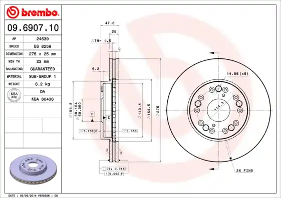 Merkproduct Remschijven Brembo 09.6907.10