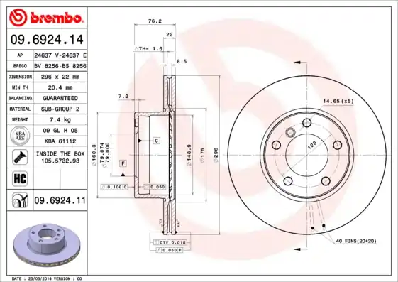 Op = Op Remschijven Brembo 09.6924.11