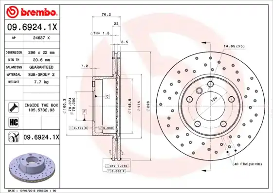 Bulkbestelling Remschijven Brembo 09.6924.1X