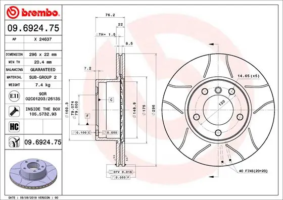 Speciale Aanbieding Remschijven Brembo 09.6924.75