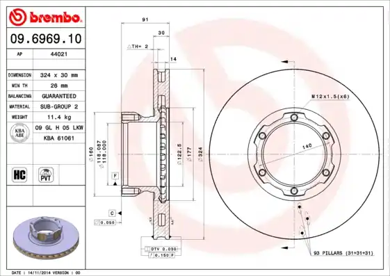 Remschijven Brembo 09.6969.10 Betaalbaar