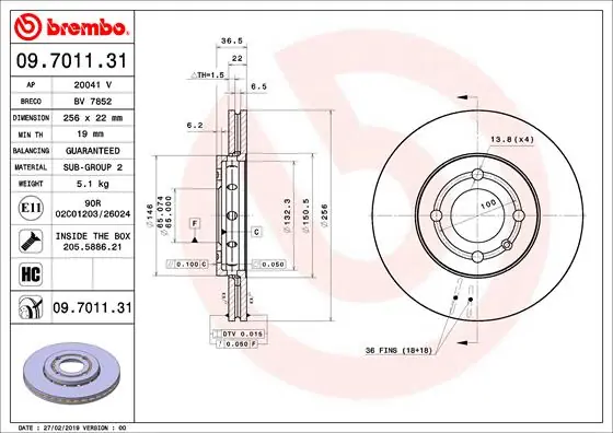 Superprijs Remschijven Brembo 09.7011.31