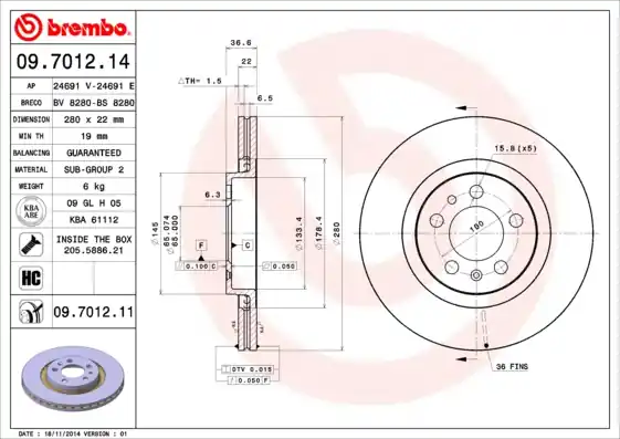 Budget Remschijven Brembo 09.7012.11