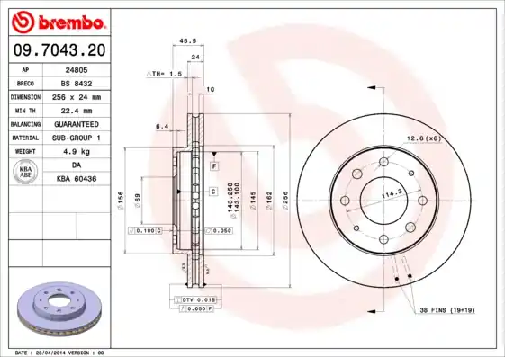 Nieuwe Collectie Remschijven Brembo 09.7043.20