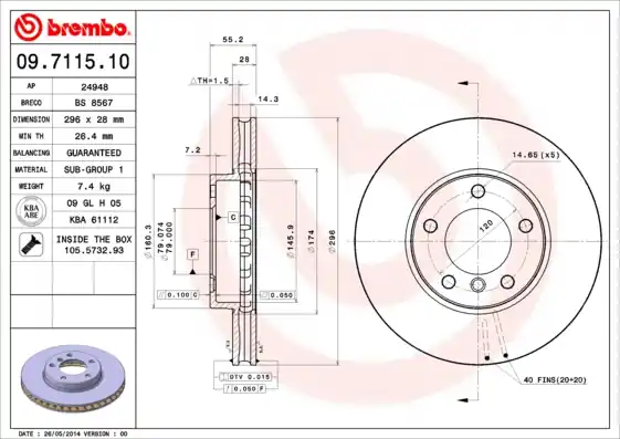 Dagaanbieding Remschijven Brembo 09.7115.10