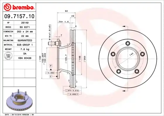 Dagaanbieding Remschijven Brembo 09.7157.10
