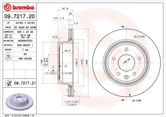 Direct Beschikbaar Remschijven Brembo 09.7217.21